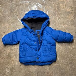 Blue Hooded Puffer Jacket